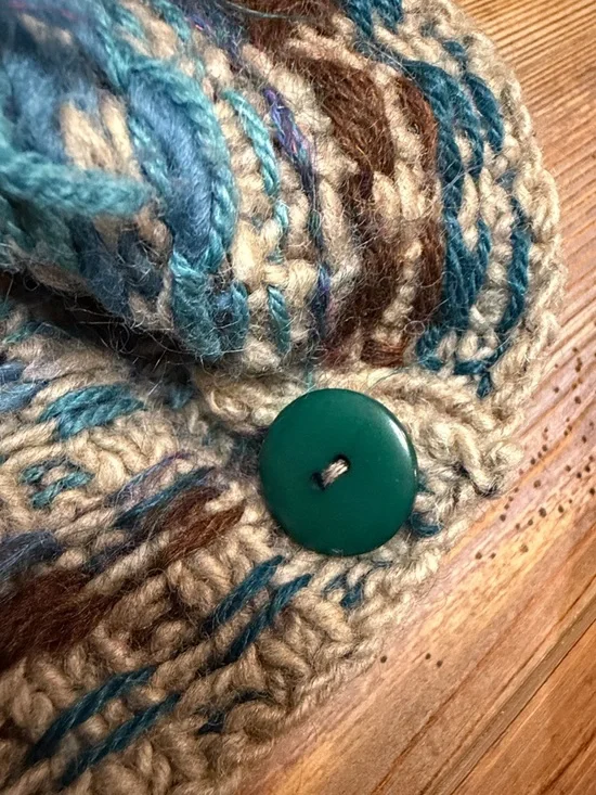 Periwinkle Vintage Wool Blend Cardigan Neutral Knit Button Front Cottagecore - Picture 6 of 6